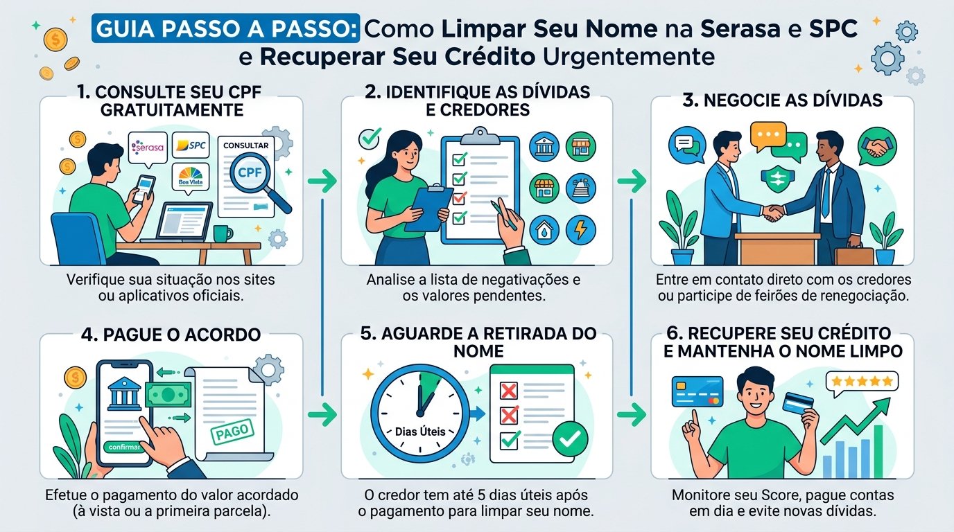 Como Limpar o Nome no Serasa e SPC: Passo a Passo para Recuperar Seu Crédito Urgente