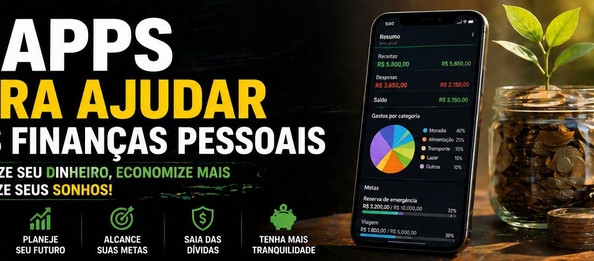 5 apps que eu  usaria para organizar minhas finanças pessoais.