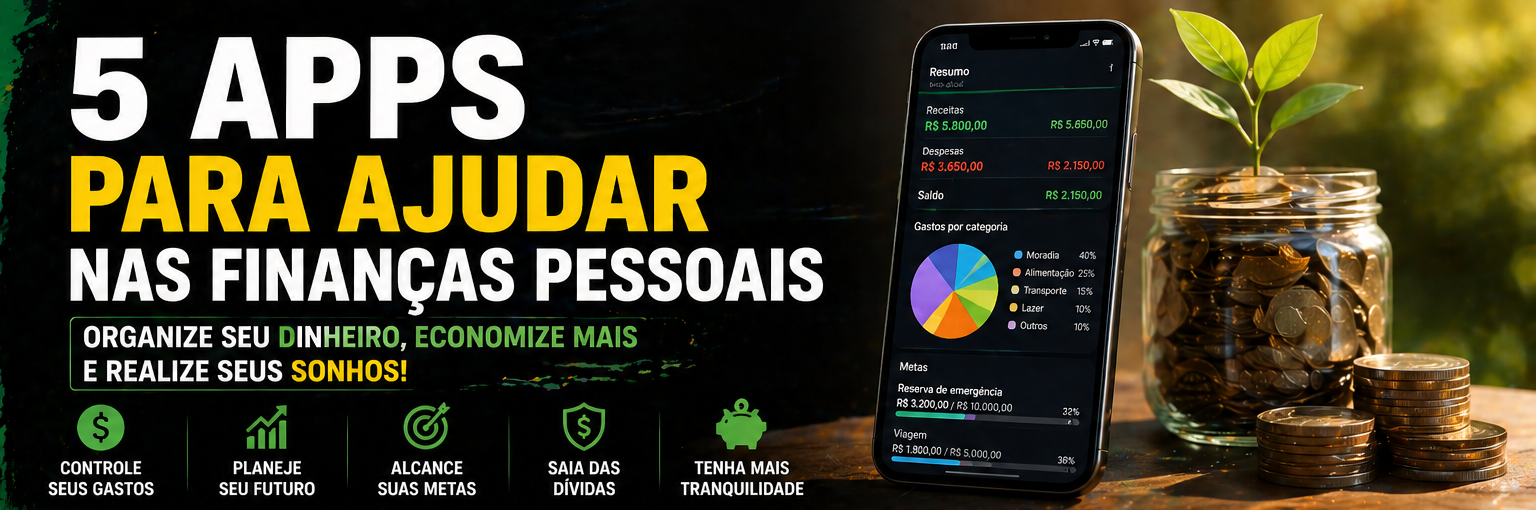 5 apps que eu usaria para organizar minhas finanças pessoais.